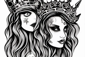 a horse with a developing mane and a crown on its head tattoo idea