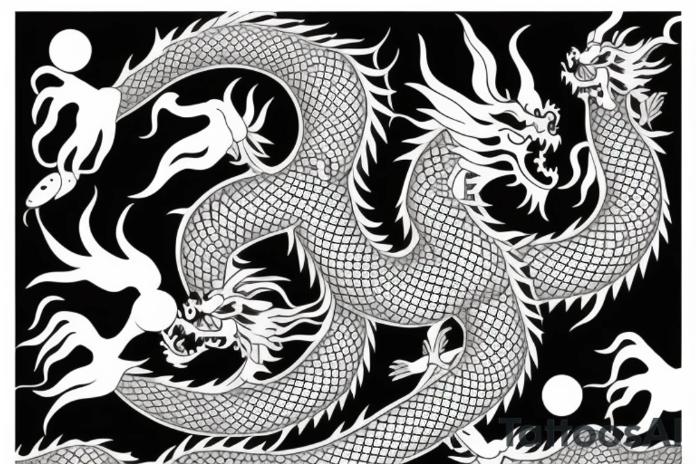 Chinese dragon with cancer in the form of a sign of harmony tattoo idea