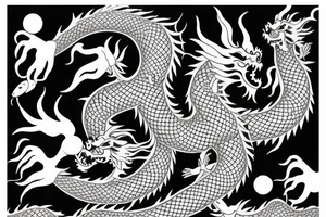 Chinese dragon with cancer in the form of a sign of harmony tattoo idea