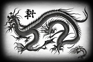 Chinese dragon with cancer in the form of a sign of harmony tattoo idea