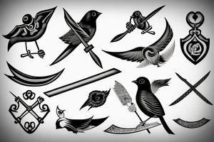 A bird and a sword with the name "Toomaj" tattoo idea