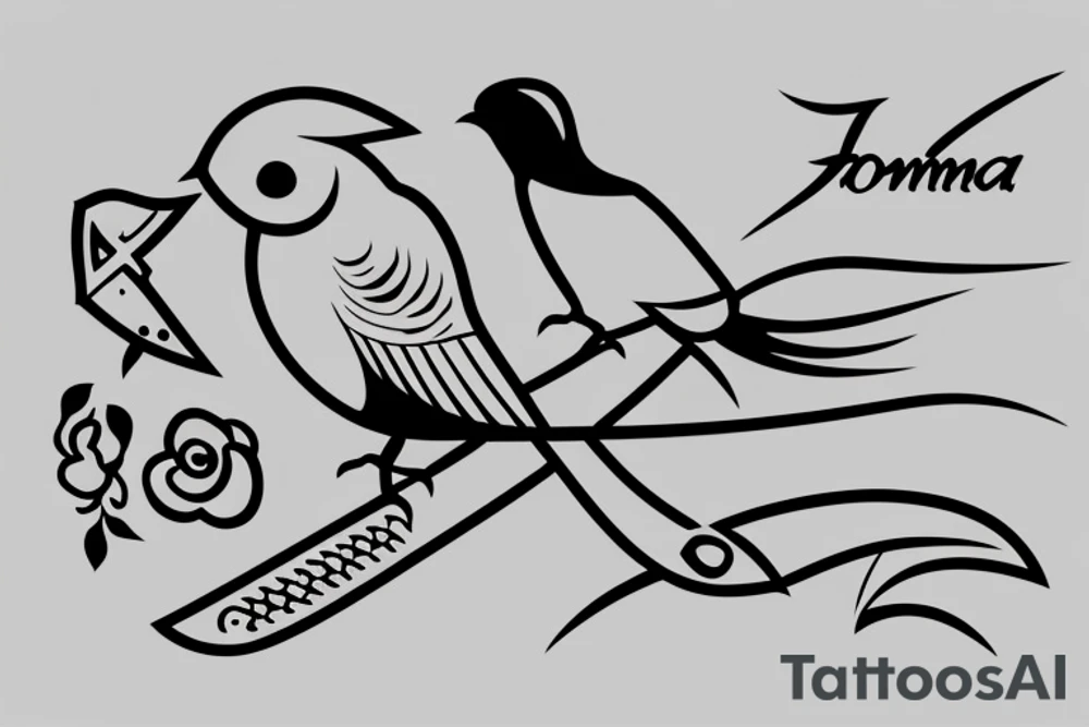 A bird and a sword with the name "Toomaj" tattoo idea