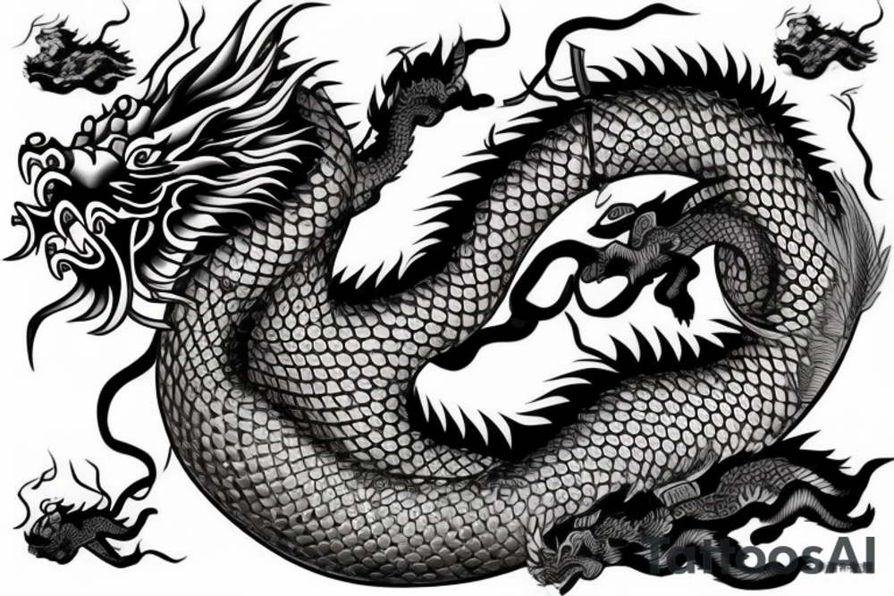 Chinese dragon and katana tattoo idea