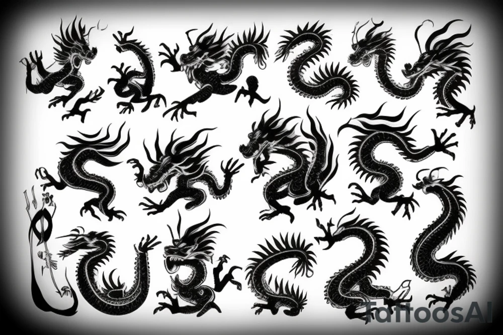 Chinese dragon and katana tattoo idea