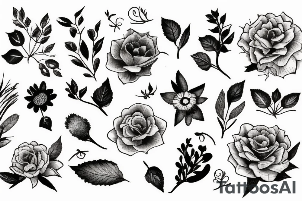 Flowers in autumn tattoo idea