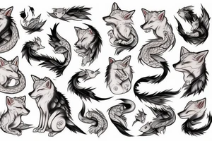 White fox on dragon tattoo idea