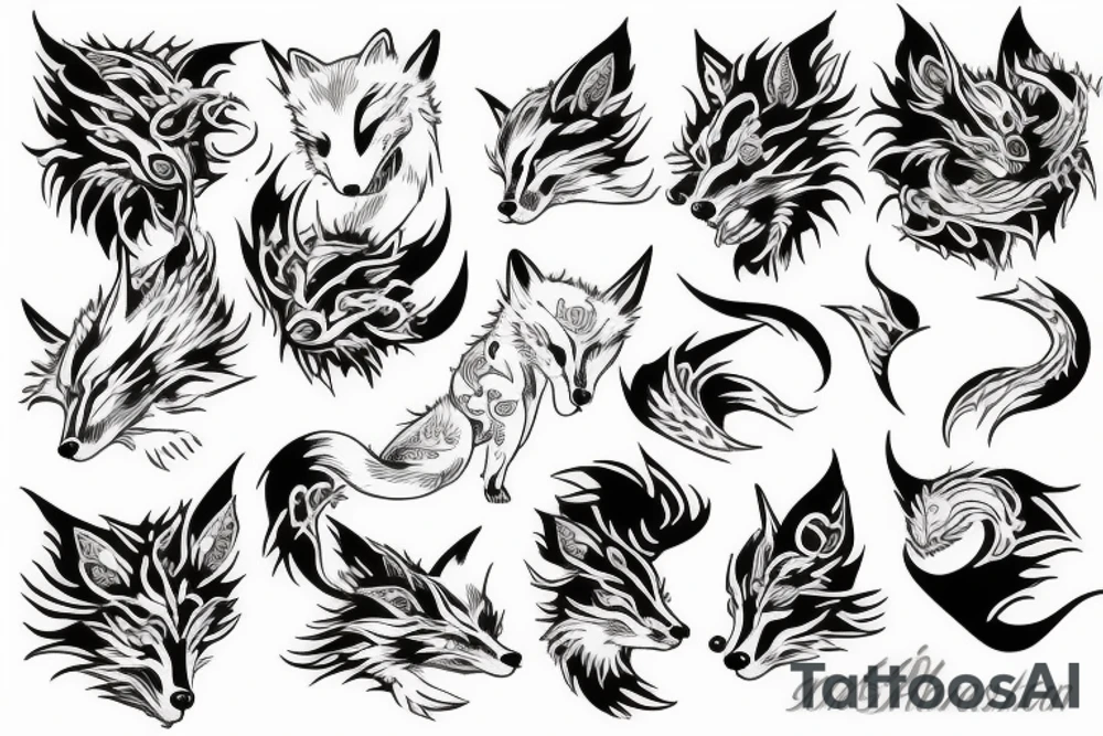 White fox on dragon tattoo idea