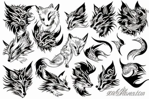White fox on dragon tattoo idea