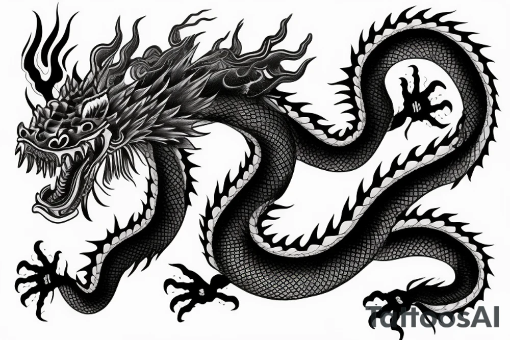 a chinese dragon facing forward tattoo idea