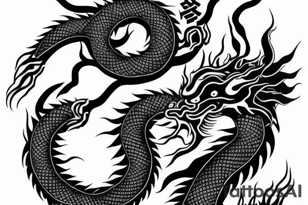 face of a chinese dragon facing forward tattoo idea
