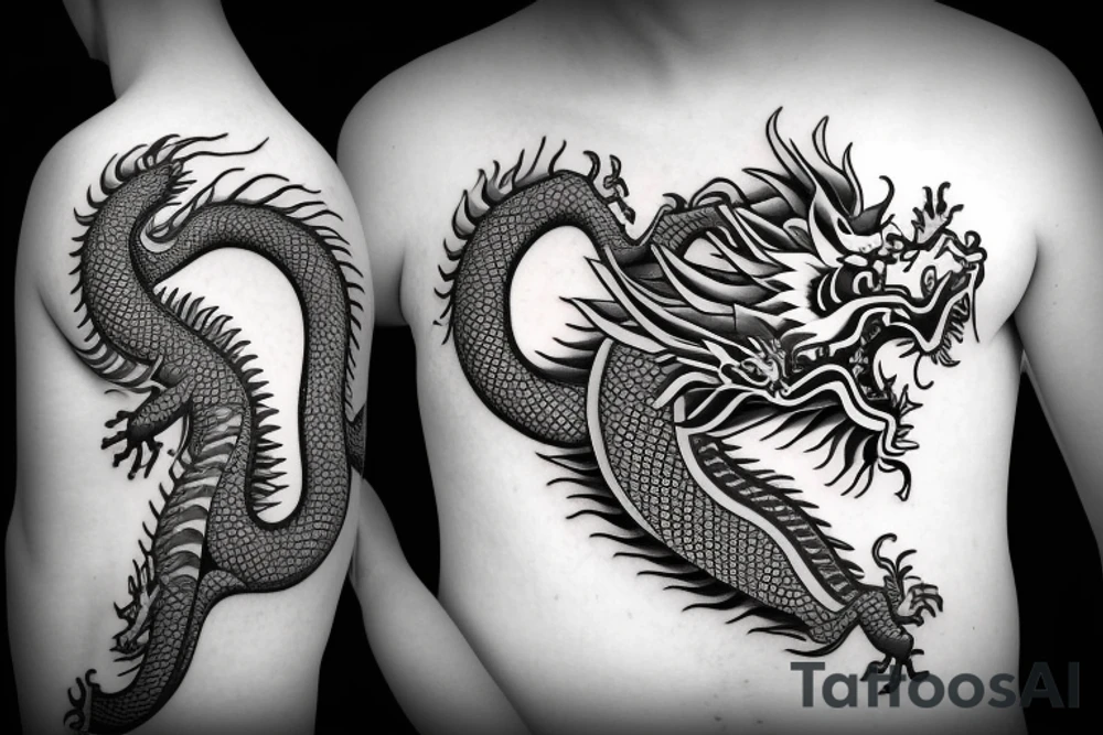 face of a chinese dragon facing forward tattoo idea