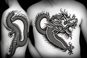 face of a chinese dragon facing forward tattoo idea