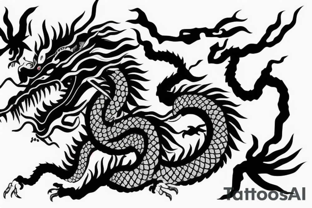 face of a chinese dragon facing forward tattoo idea