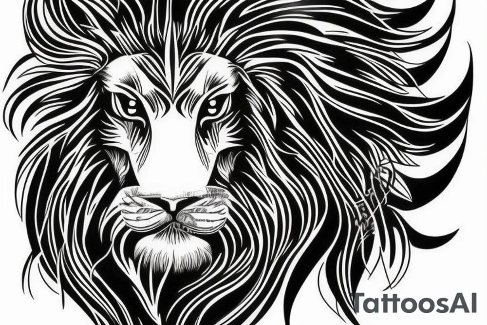 Black lion on water tattoo idea