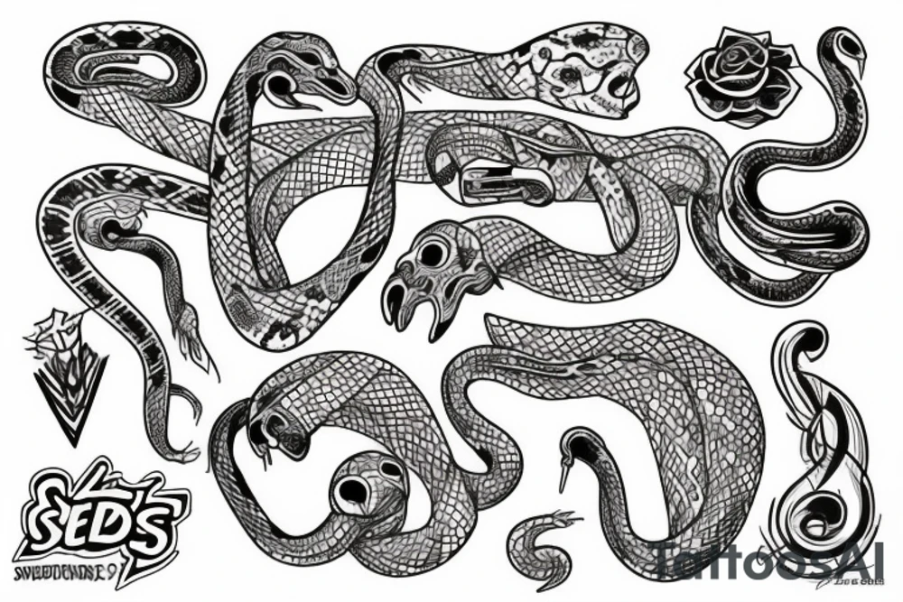number 13 designed by snakes tattoo idea