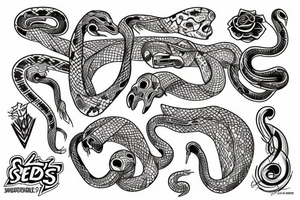 number 13 designed by snakes tattoo idea