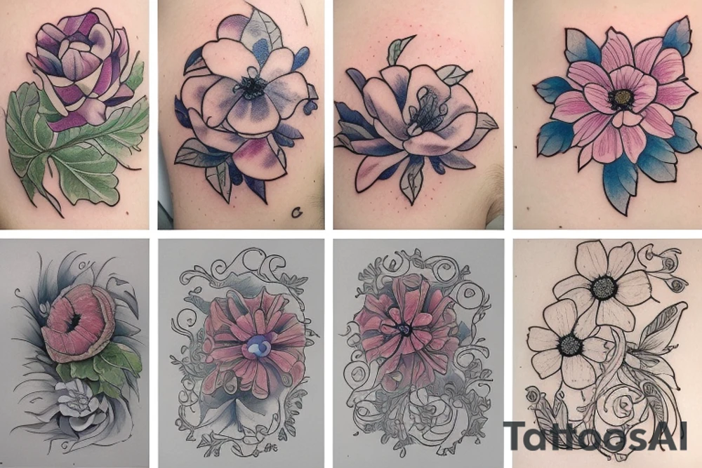 Anemone and bluegrass tattoo idea