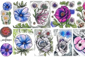 Anemone and bluegrass tattoo idea