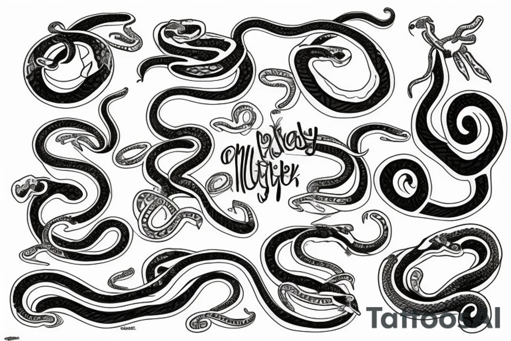 number 13 covered by snakes tattoo idea