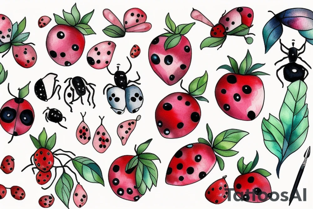 Berry and ladybug tattoo idea