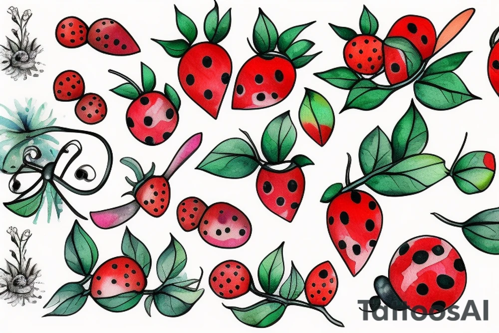 Berry and ladybug tattoo idea