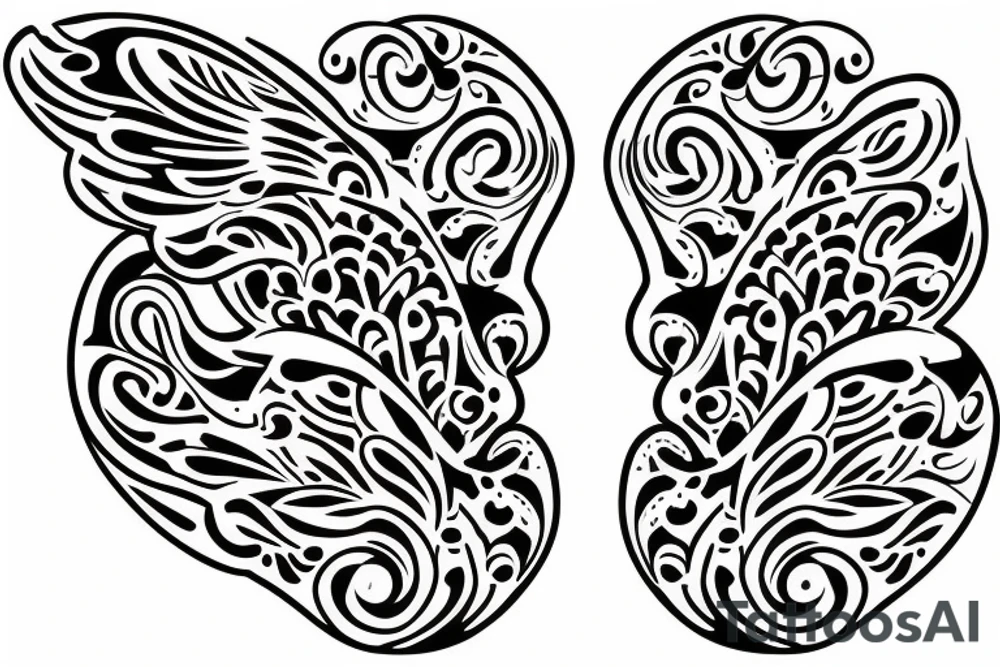 two butter fly by a bit space between them and cover a injurie tattoo idea