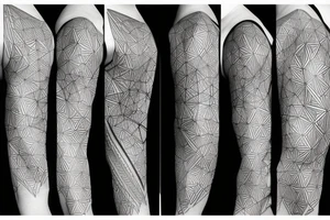 geometric tattoo with rhomboid, hexagon and square tattoo idea