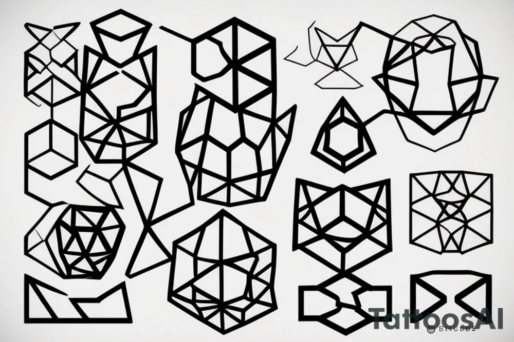 geometric tattoo with rhomboid, hexagon and square tattoo idea