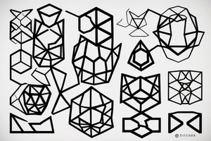 geometric tattoo with rhomboid, hexagon and square tattoo idea