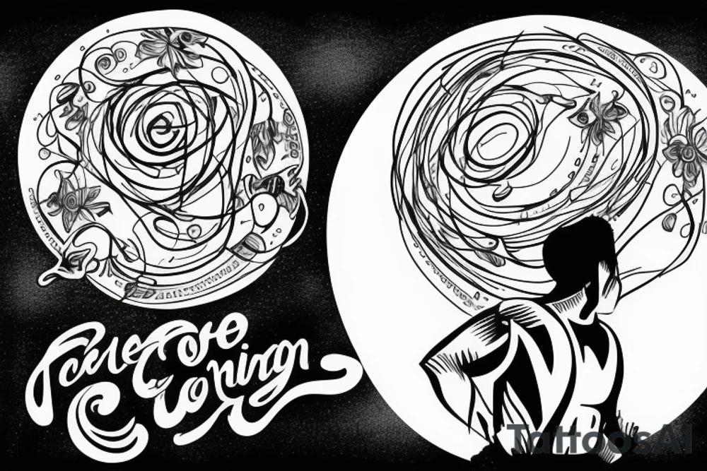 a man looping over a circle pushing a stine tattoo idea