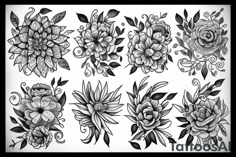 Delicate flowers that are small but linear tattoo idea