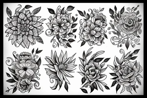 Delicate flowers that are small but linear tattoo idea
