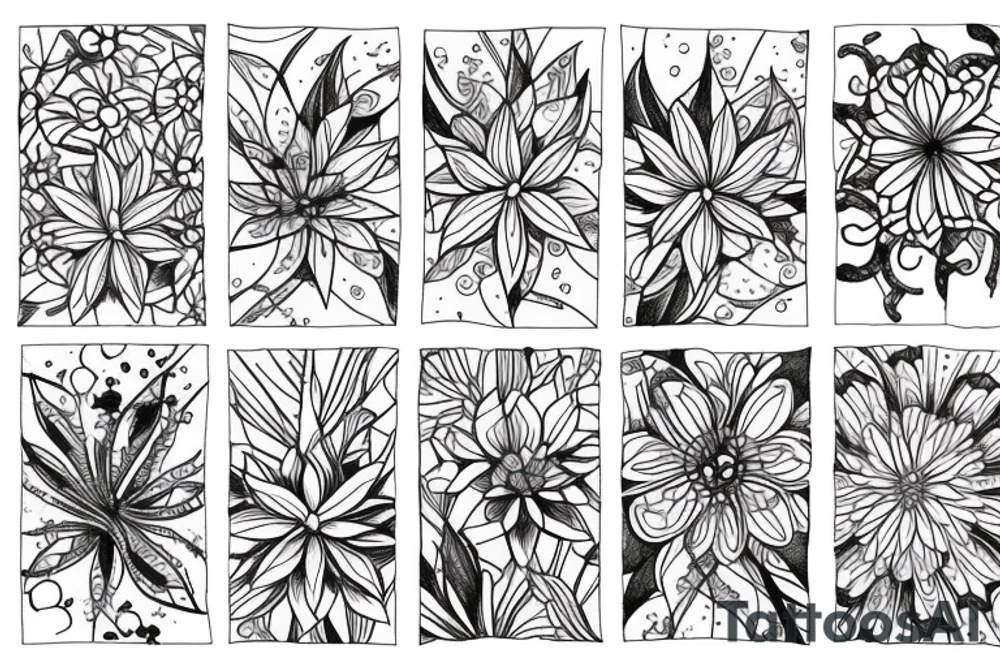 Delicate flowers that are small but linear tattoo idea