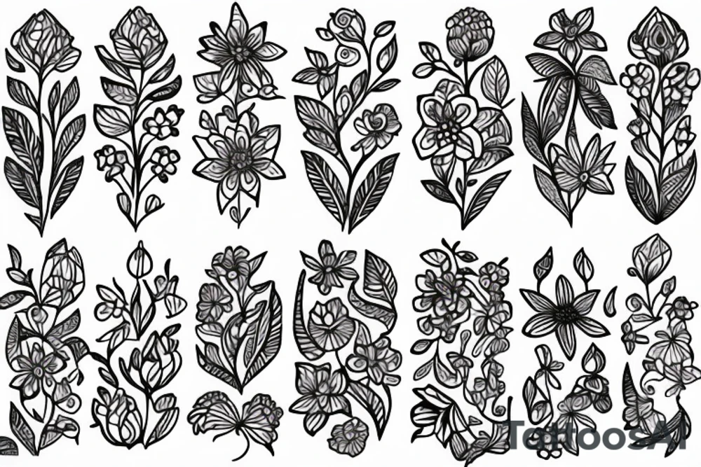 Delicate flowers that are small but linear tattoo idea