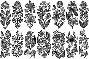 Delicate flowers that are small but linear tattoo idea