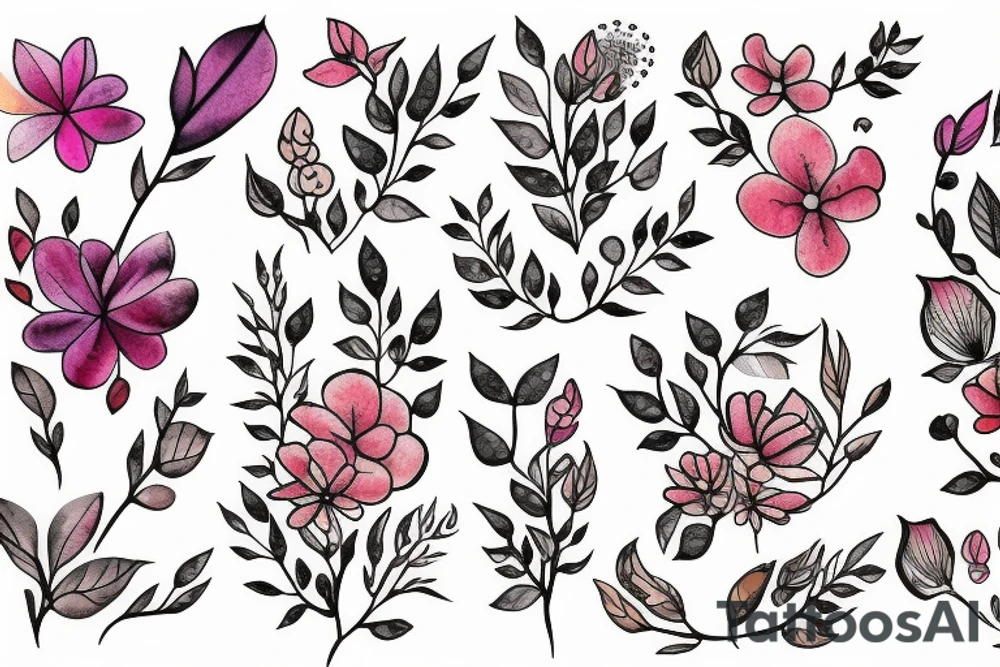 Delicate flowers that are small but linear tattoo idea
