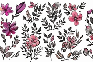 Delicate flowers that are small but linear tattoo idea