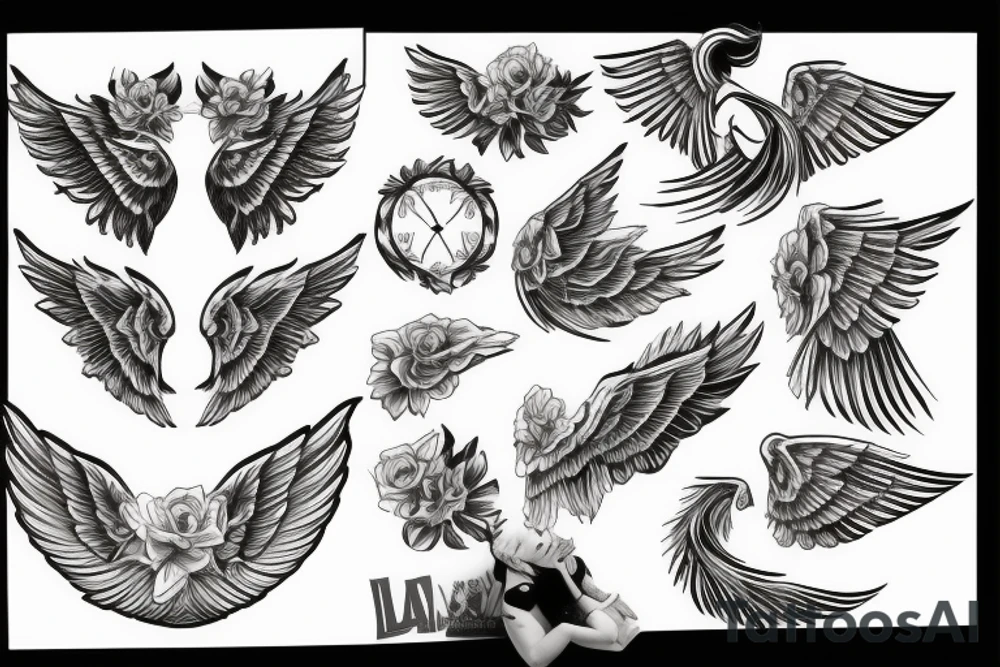 An  beautiful  angel with open wings tattoo idea