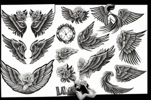 An  beautiful  angel with open wings tattoo idea