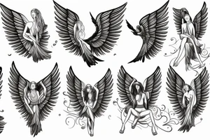An  hot  angel with open wings tattoo idea