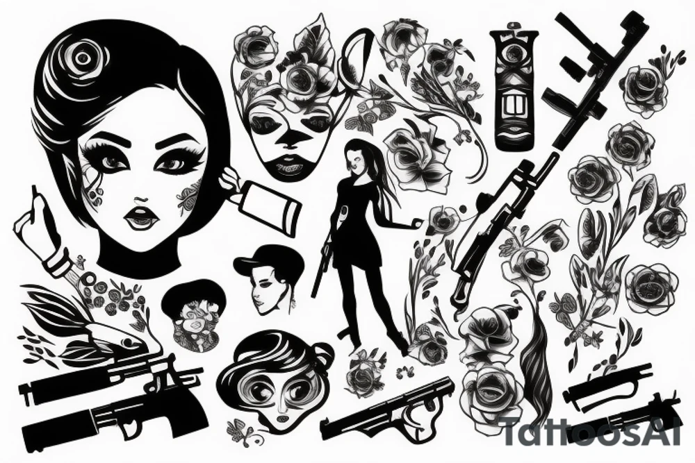 Girl with gun tattoo idea