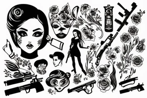 Girl with gun tattoo idea