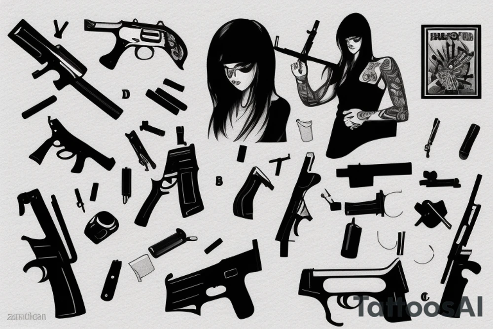 Girl with gun tattoo idea