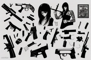 Girl with gun tattoo idea