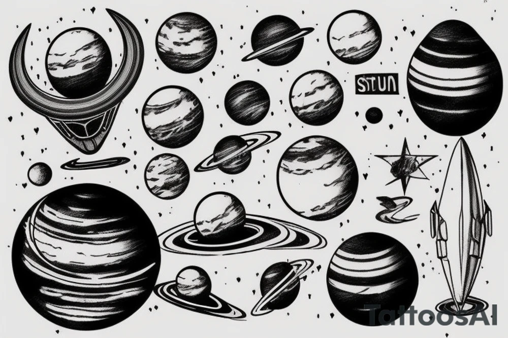 Simple and great space object like saturn but attractive tattoo idea