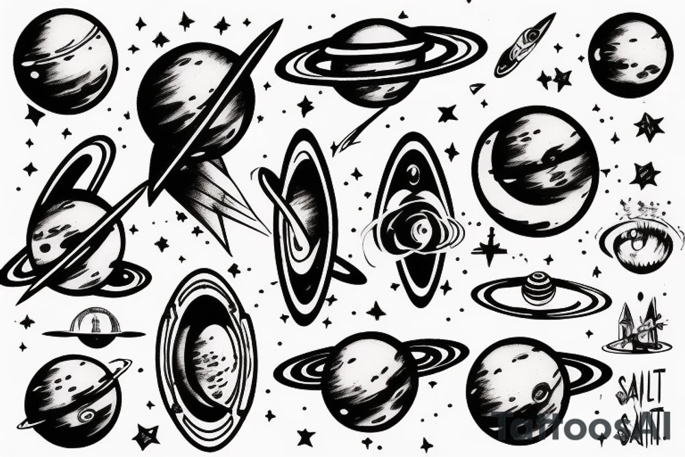 Simple and great space object like saturn but attractive tattoo idea