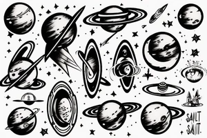 Simple and great space object like saturn but attractive tattoo idea