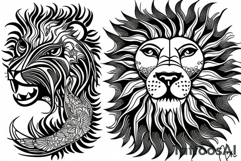 Lion and Sun Iranian icon tattoo idea