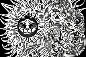 Lion and Sun behind it base on Iranian ancient tattoo idea