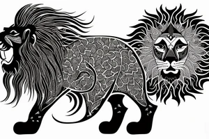Lion and Sun behind it base on Iranian ancient tattoo idea